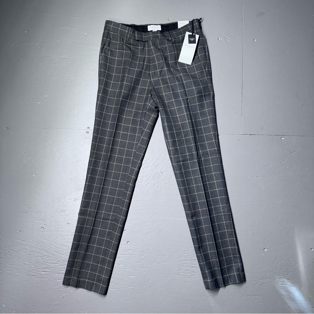 River Island Men's Gray Checkered Dress Pants - Picture 2 of 5